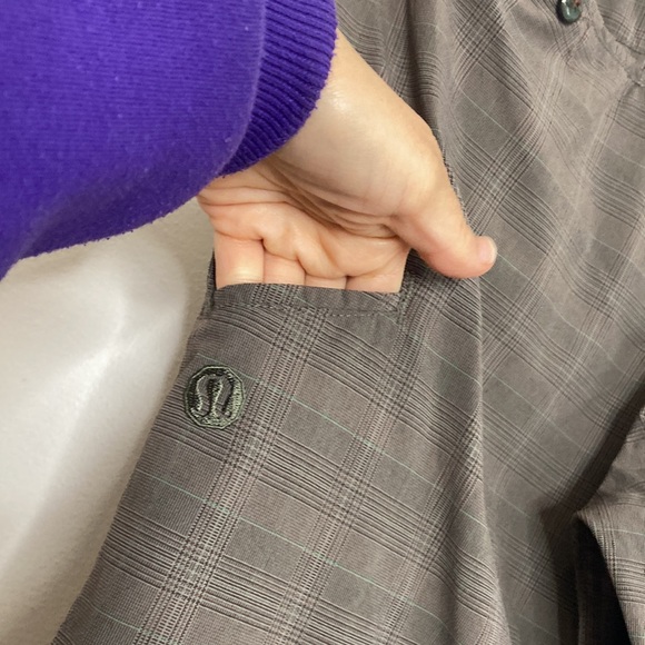 Lululemon Pants Mens 33 x 28 Brown Gray Plaid Stretch Chino Straight Wide Leg - Picture 11 of 15
